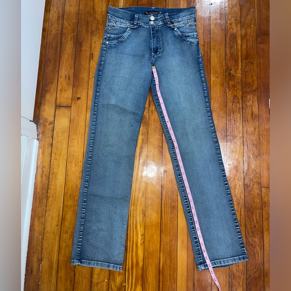 Vintage Low-Rise Colombian Medium Wash Embroidered Straight Leg Jeans - Picture 7 of 16